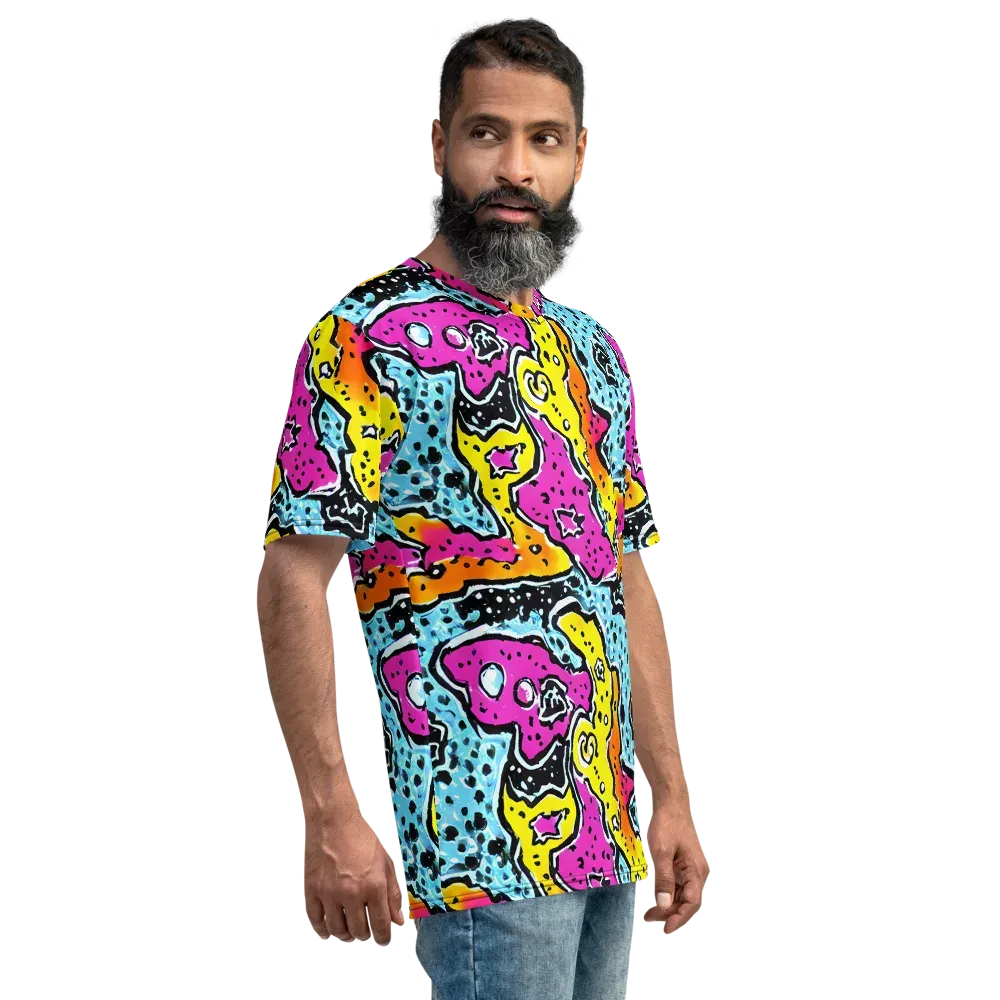 Acid Splash on Men's Crew Neck T-Shirt — Right