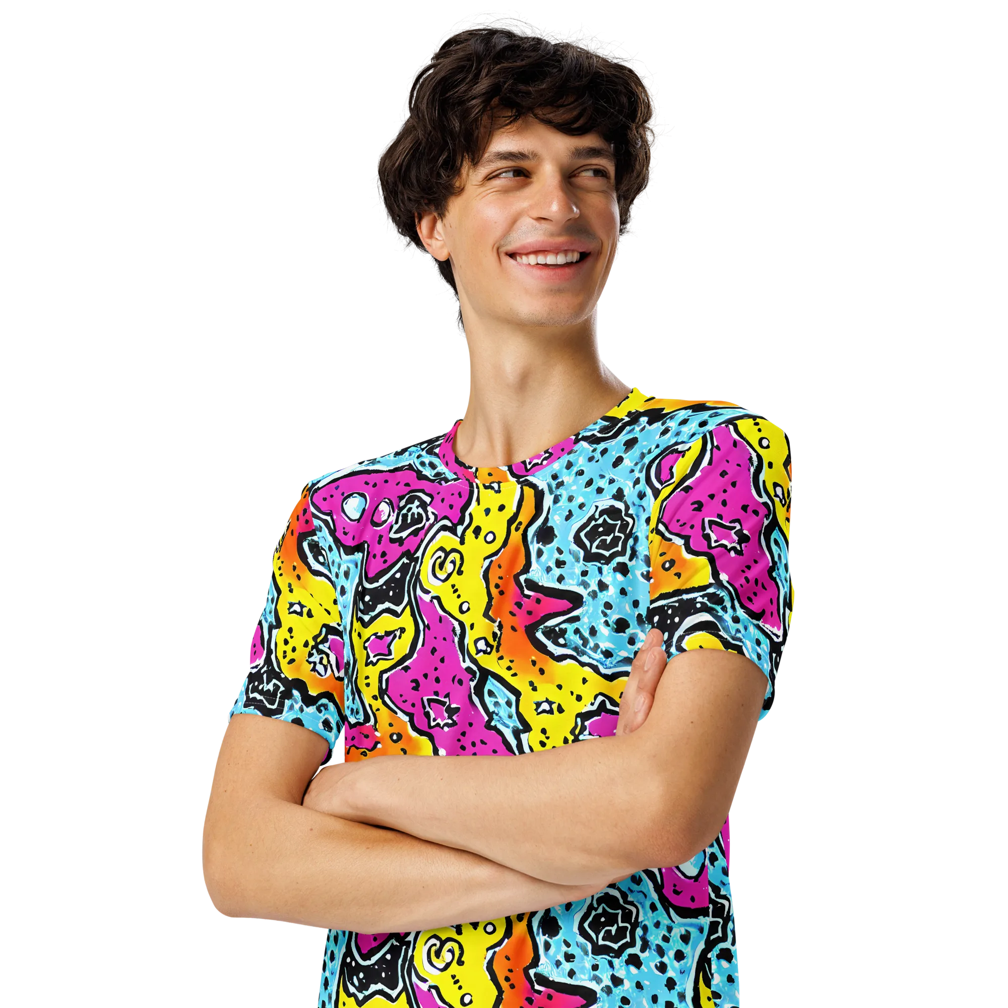 Acid Splash on Men's Crew Neck T-Shirt — Left Front