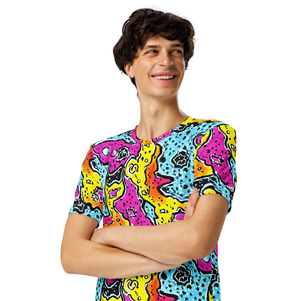 Acid Splash on Men's Crew Neck T-Shirt — Left Front