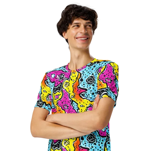 Acid Splash on a Men's Crew Neck T-Shirt