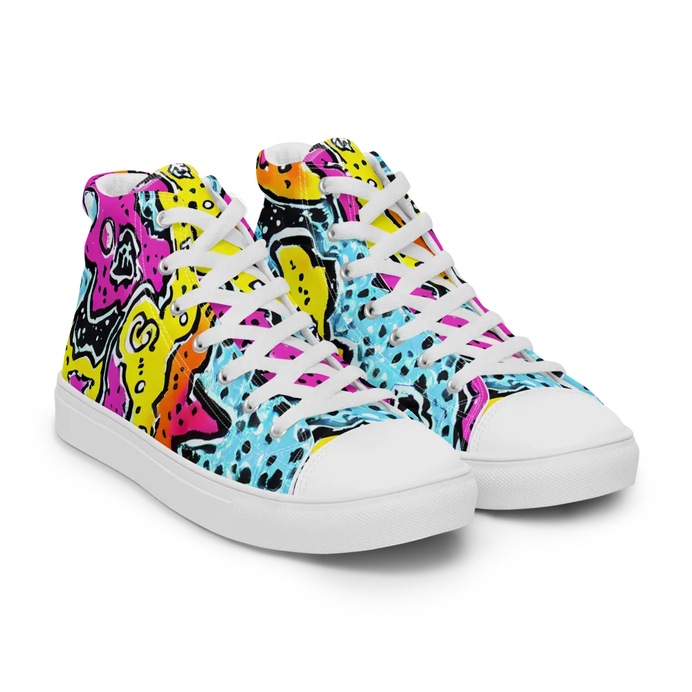 Acid Splash on Men's High Top Canvas Shoes — Right Front