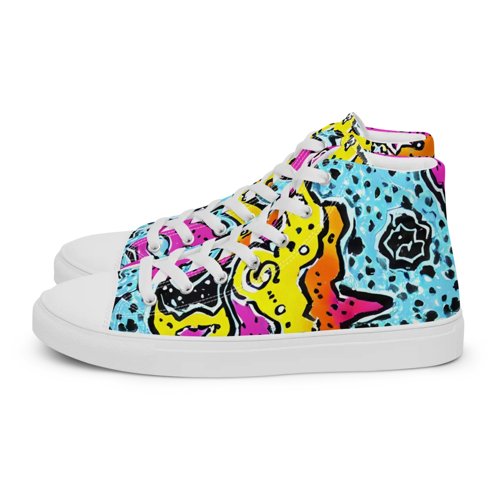 Acid Splash on Men's High Top Canvas Shoes — Left
