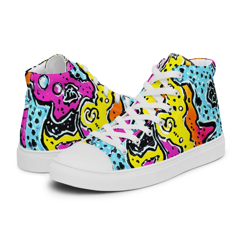 Acid Splash on Men's High Top Canvas Shoes — Left