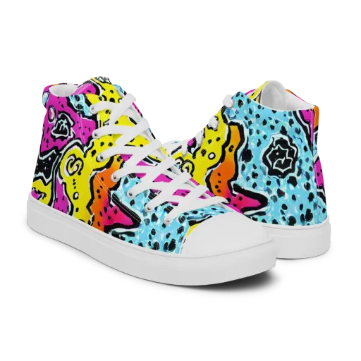 Acid Splash on a Men's High Top Canvas Shoes