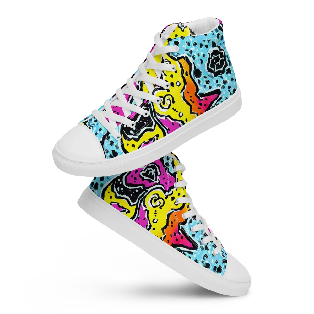 Acid Splash on Men's High Top Canvas Shoes — Front