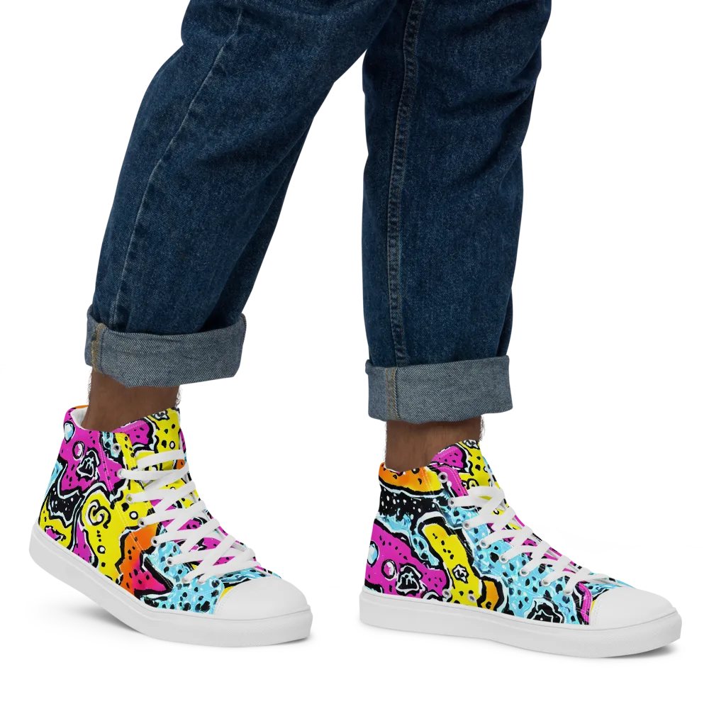 Acid Splash on Men's High Top Canvas Shoes — Right