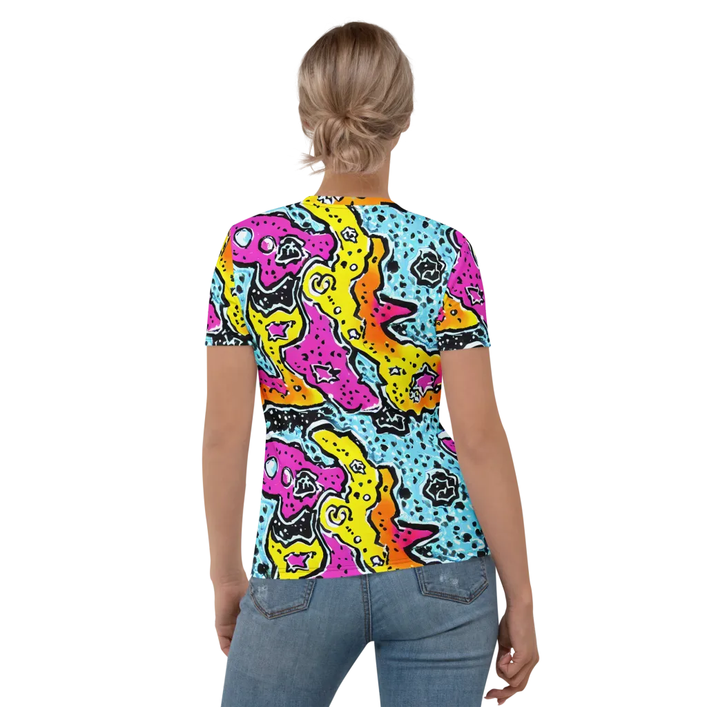Acid Splash on Women's Crew Neck T-Shirt — Back