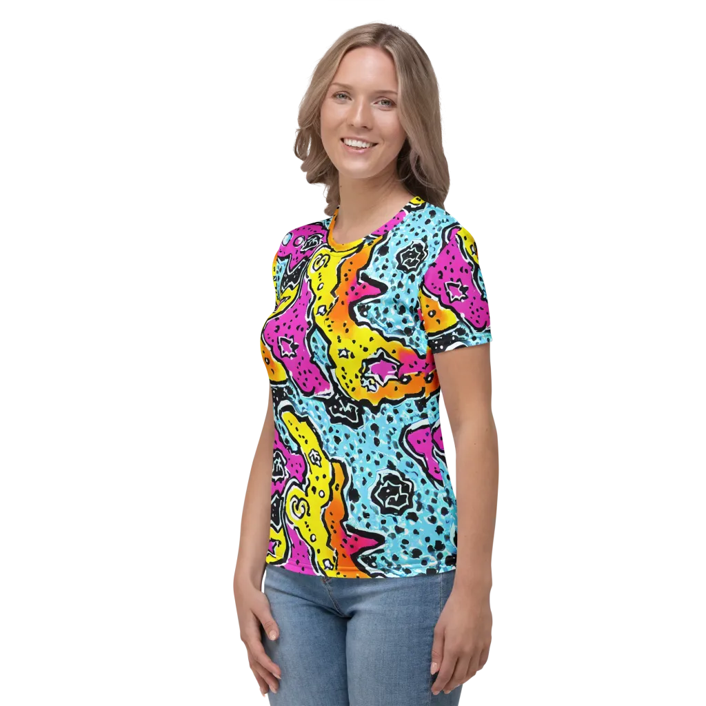 Acid Splash on Women's Crew Neck T-Shirt — Left