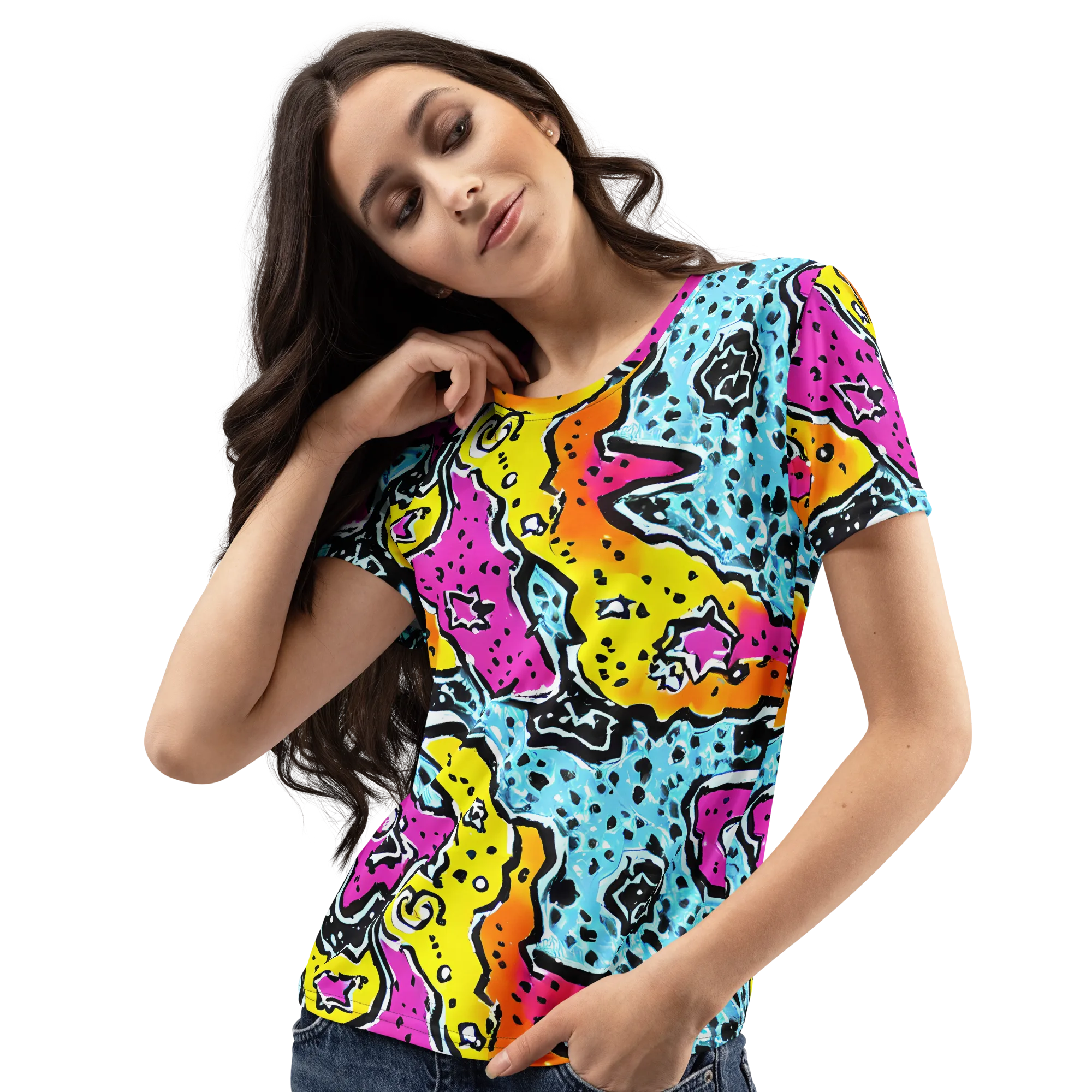 Acid Splash on Women's Crew Neck T-Shirt — Left Front