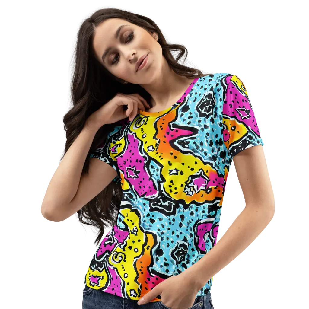 Acid Splash on Women's Crew Neck T-Shirt — Left Front