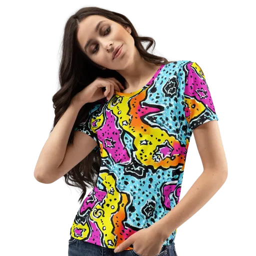 Acid Splash on a Women's Crew Neck T-Shirt