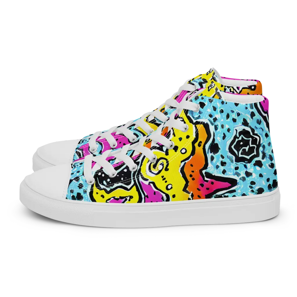 Acid Splash on Women's High Top Canvas Shoes — Left
