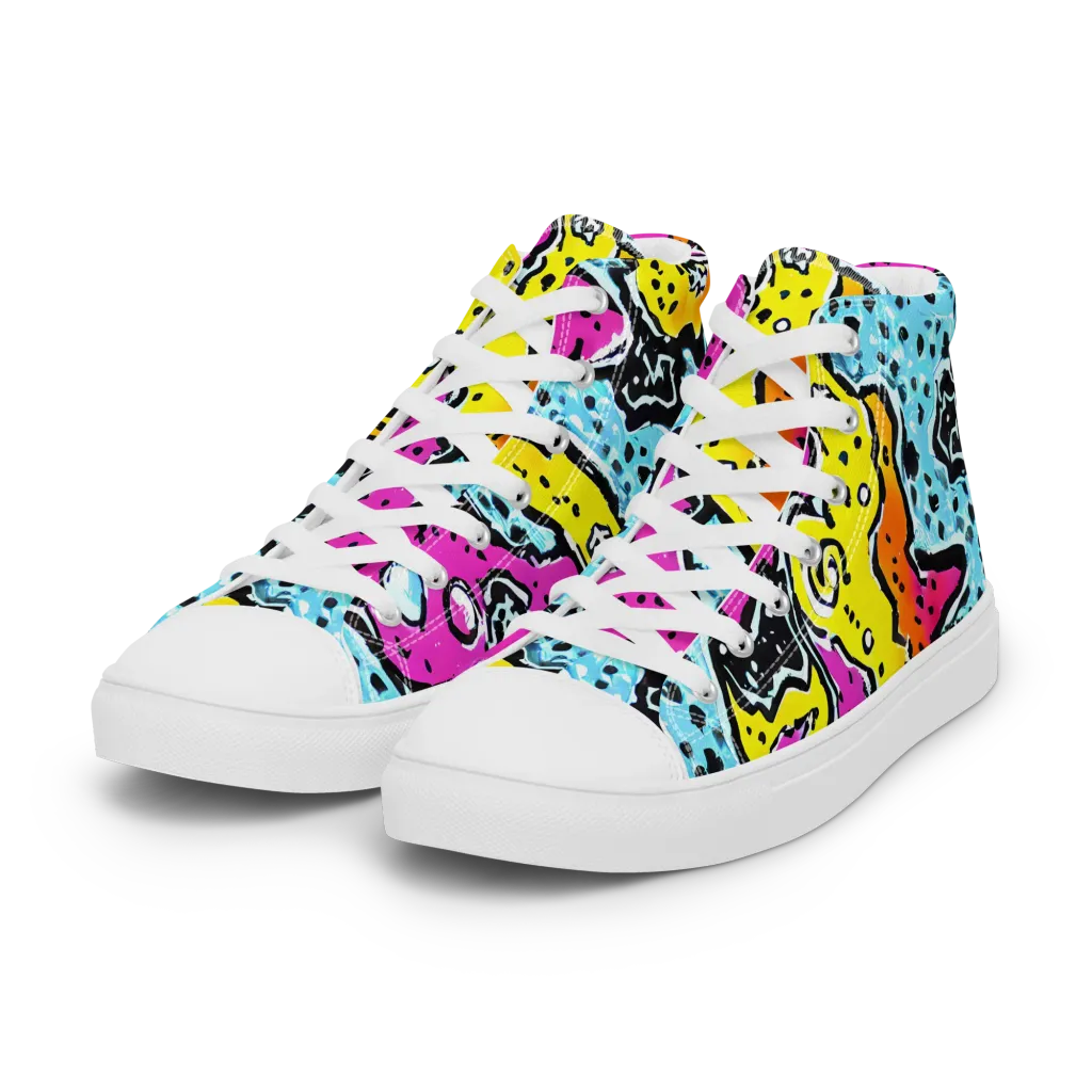 Acid Splash on Women's High Top Canvas Shoes — Left Front