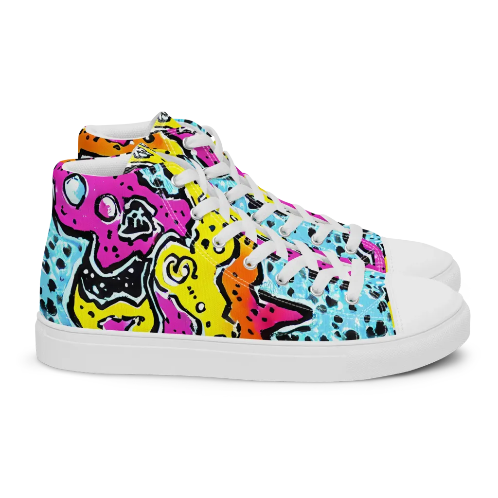 Acid Splash on Women's High Top Canvas Shoes — Right