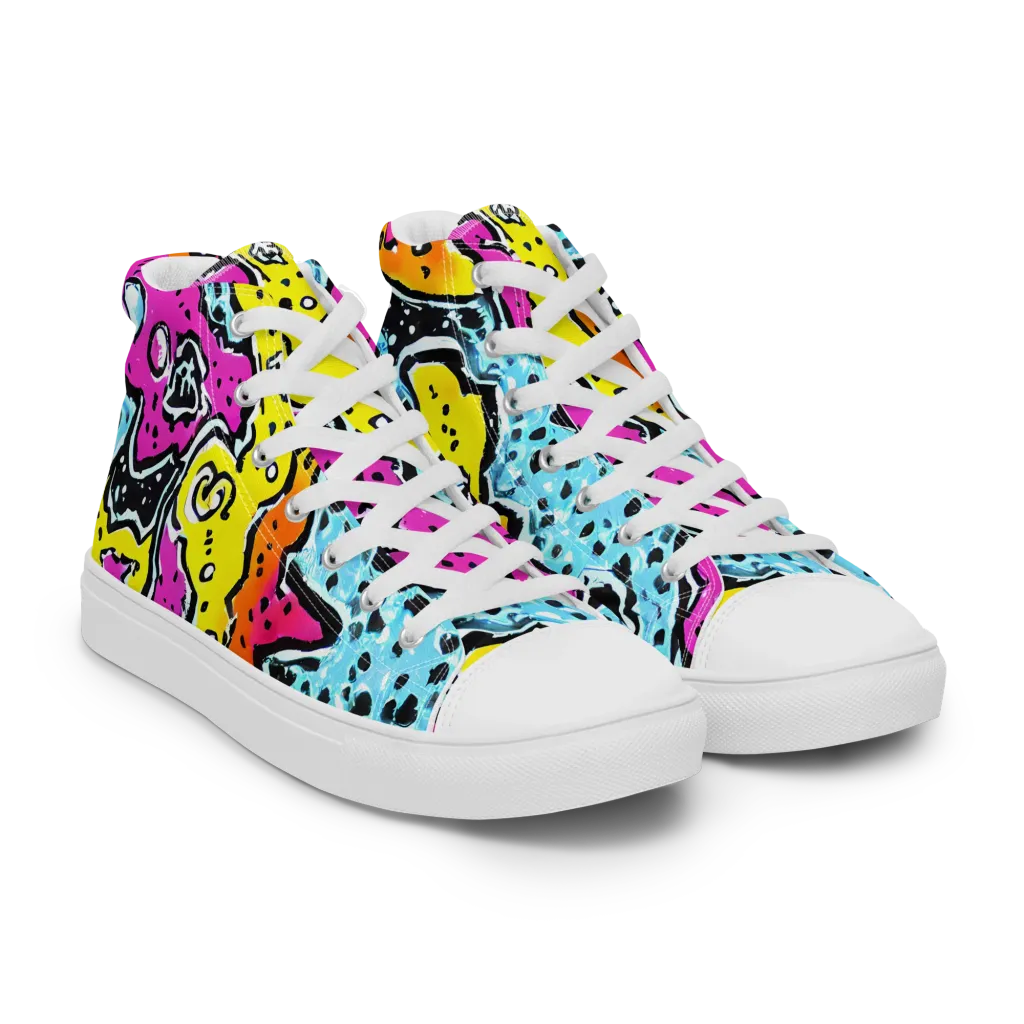 Acid Splash on Women's High Top Canvas Shoes — Right Front