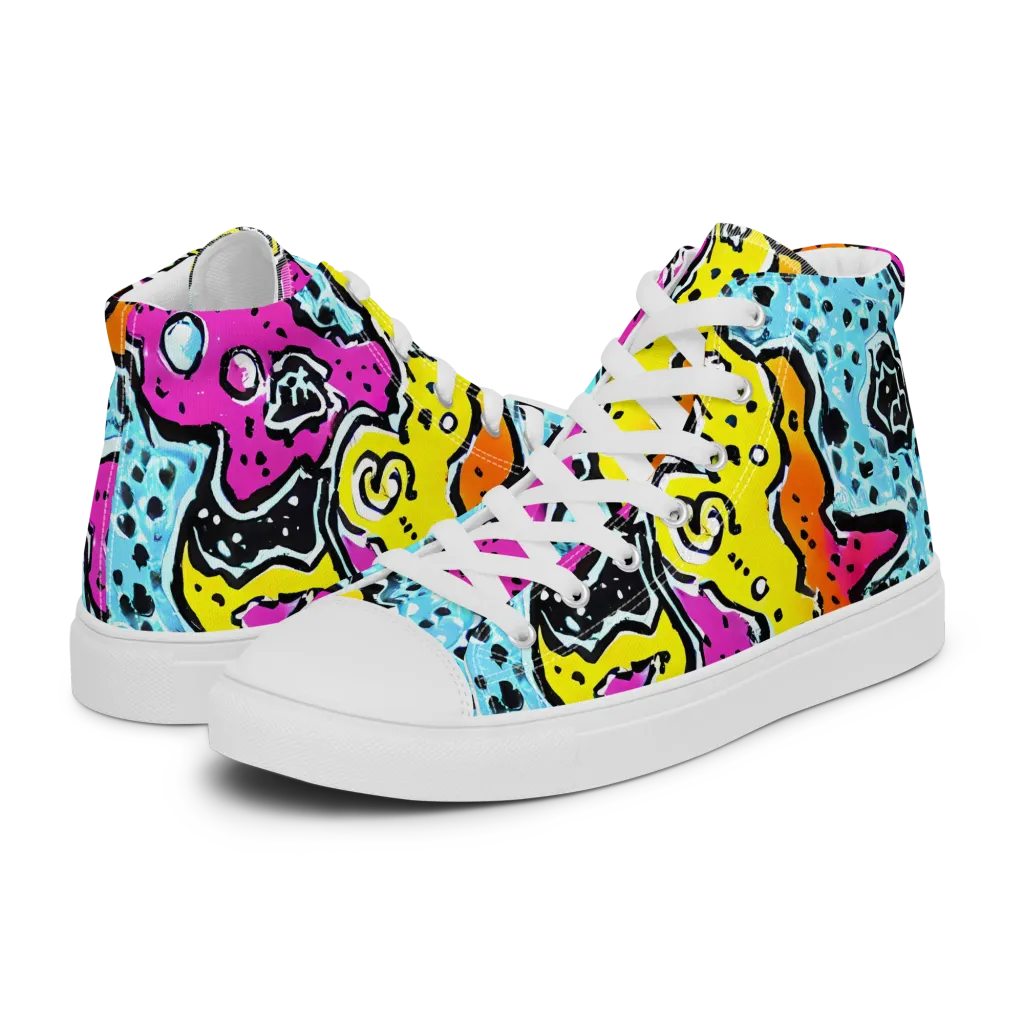 Acid Splash on Women's High Top Canvas Shoes — Left