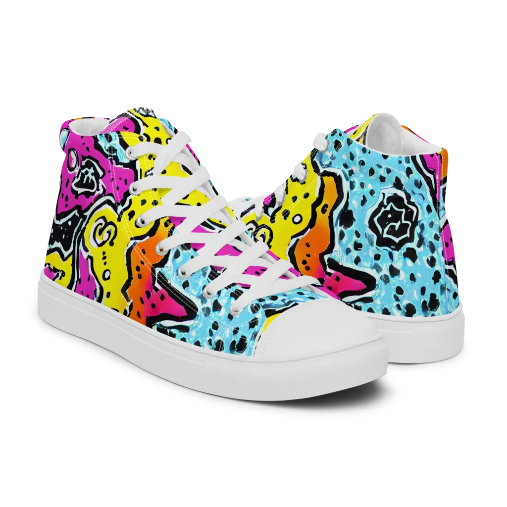Acid Splash on Women's High Top Canvas Shoes — Right