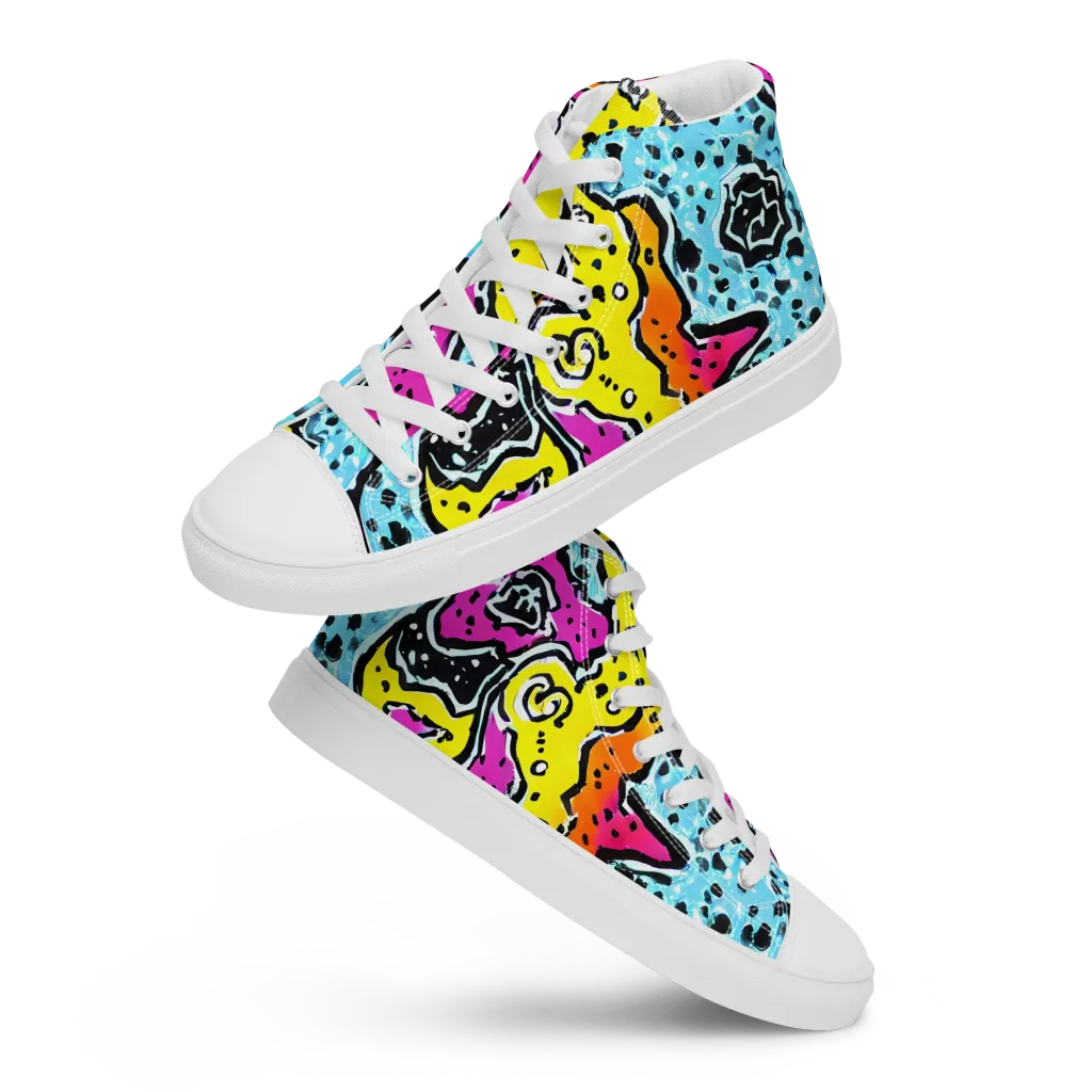 Acid Splash on Women's High Top Canvas Shoes — Front