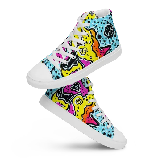 Acid Splash on a Women's High Top Canvas Shoes
