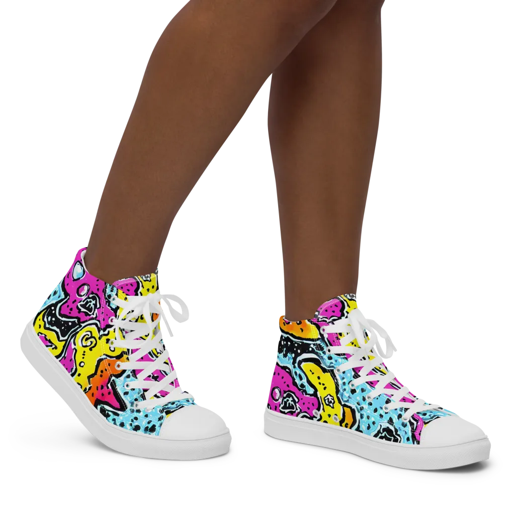 Acid Splash on Women's High Top Canvas Shoes — Right