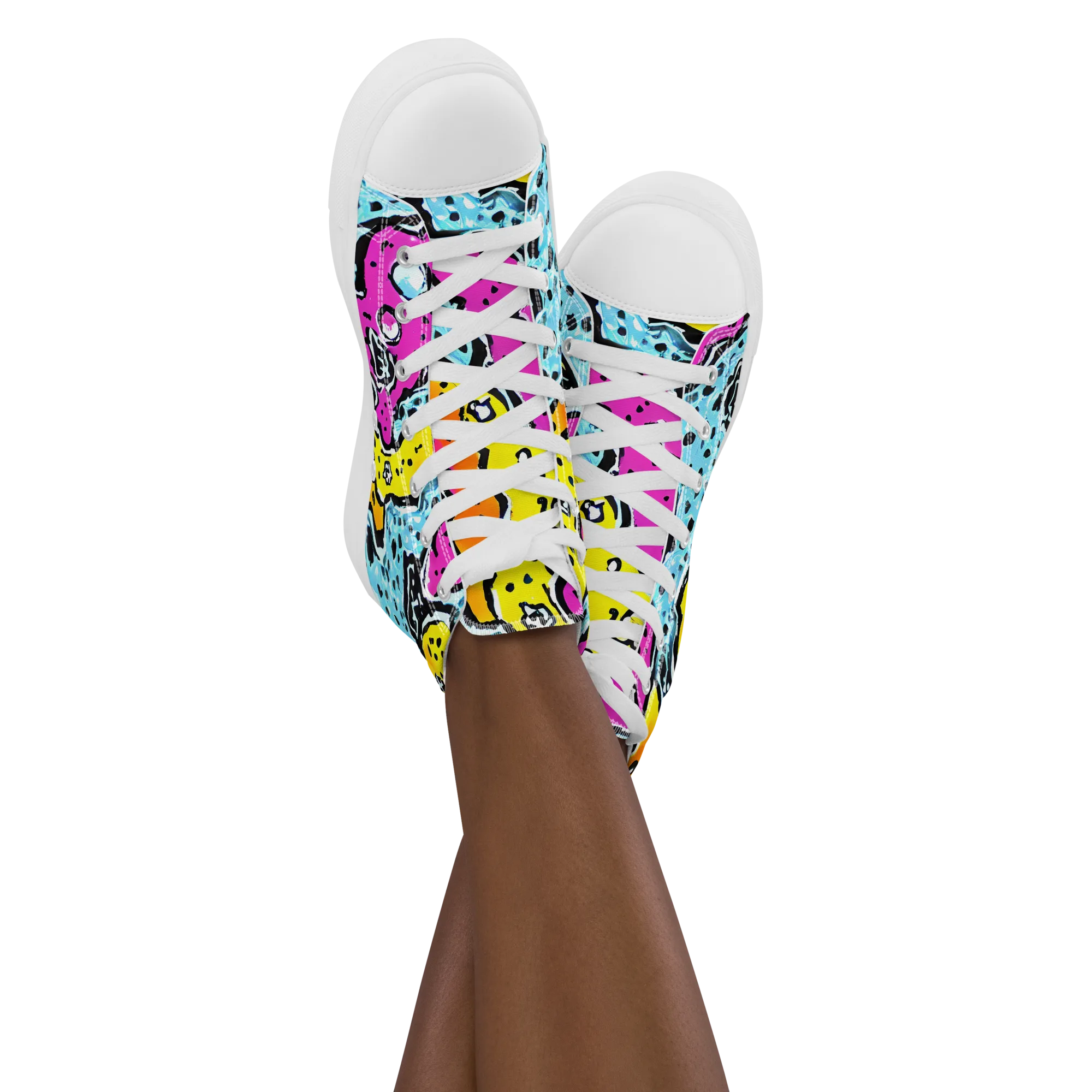 Acid Splash on Women's High Top Canvas Shoes — Front