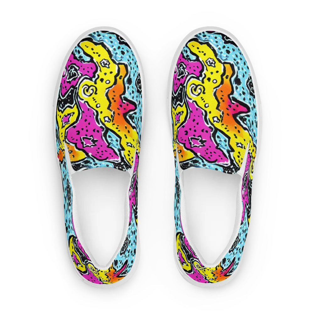 Acid Splash on Men's Slip-On Canvas Shoes — Front