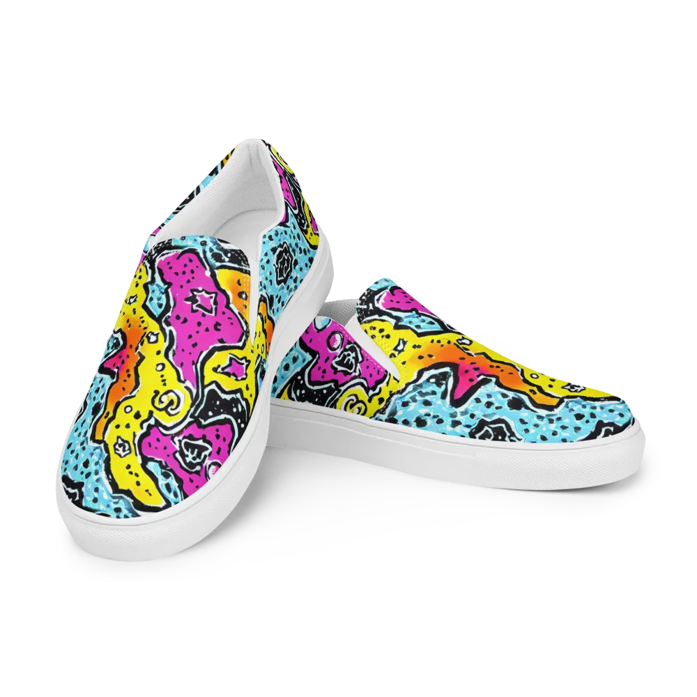 Acid Splash on Men's Slip-On Canvas Shoes — Left Front
