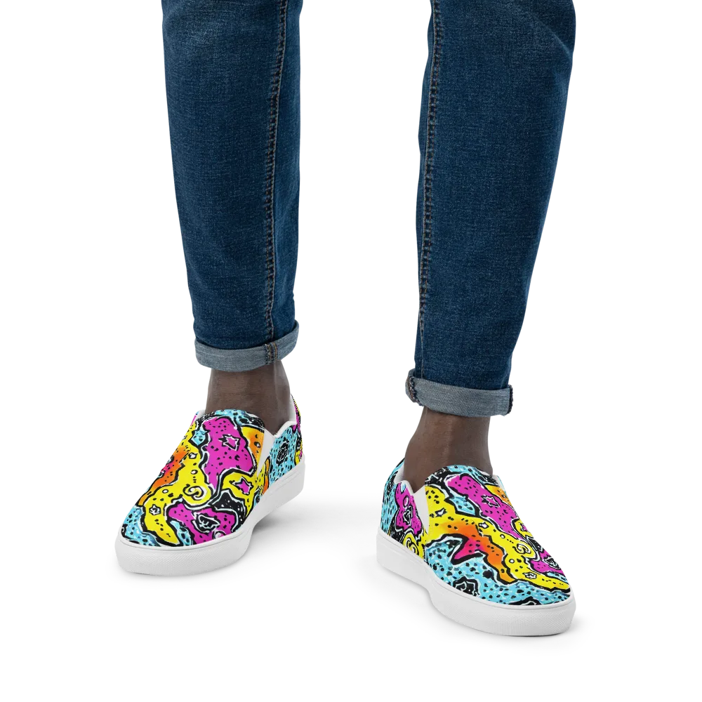Acid Splash on Men's Slip-On Canvas Shoes — Front