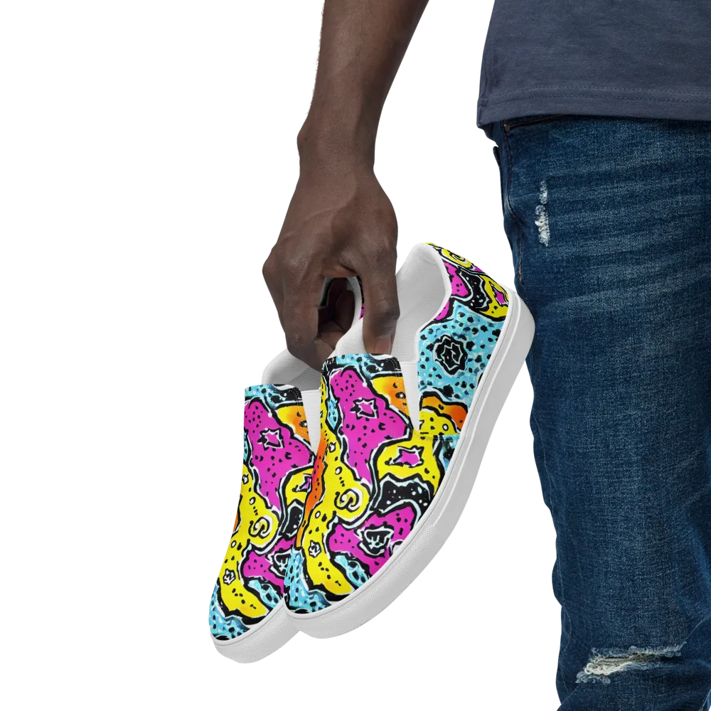 Acid Splash on Men's Slip-On Canvas Shoes — Left Front