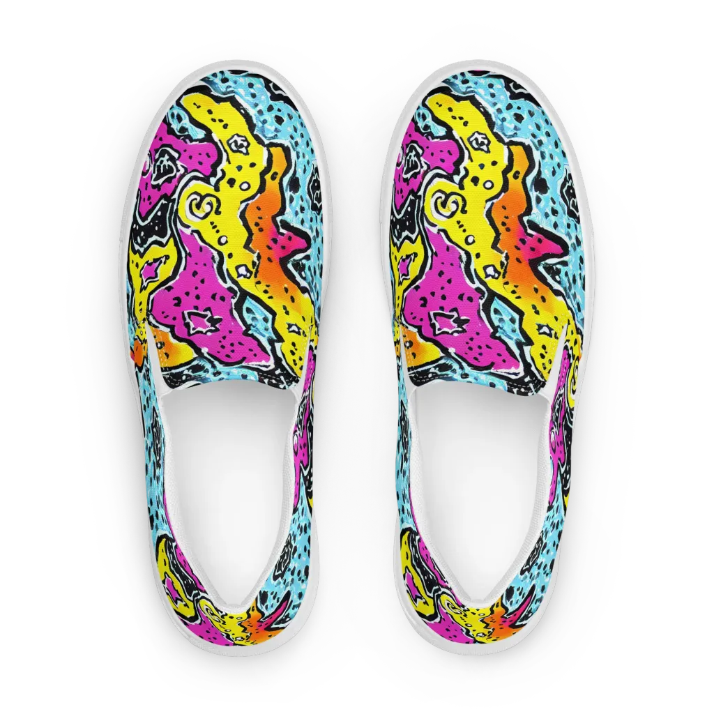 Acid Splash on Women's Slip-On Canvas Shoes — Front