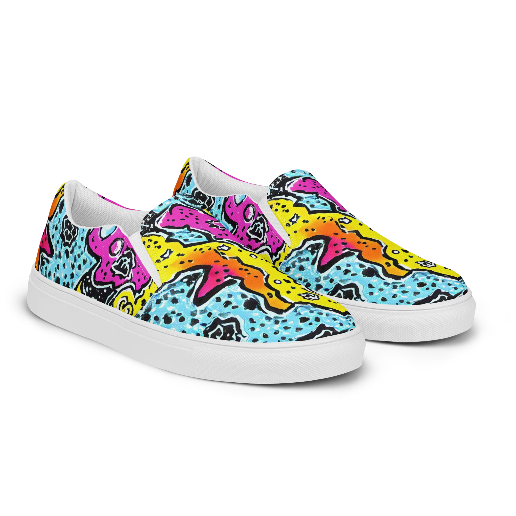 Acid Splash on Women's Slip-On Canvas Shoes — Right Front