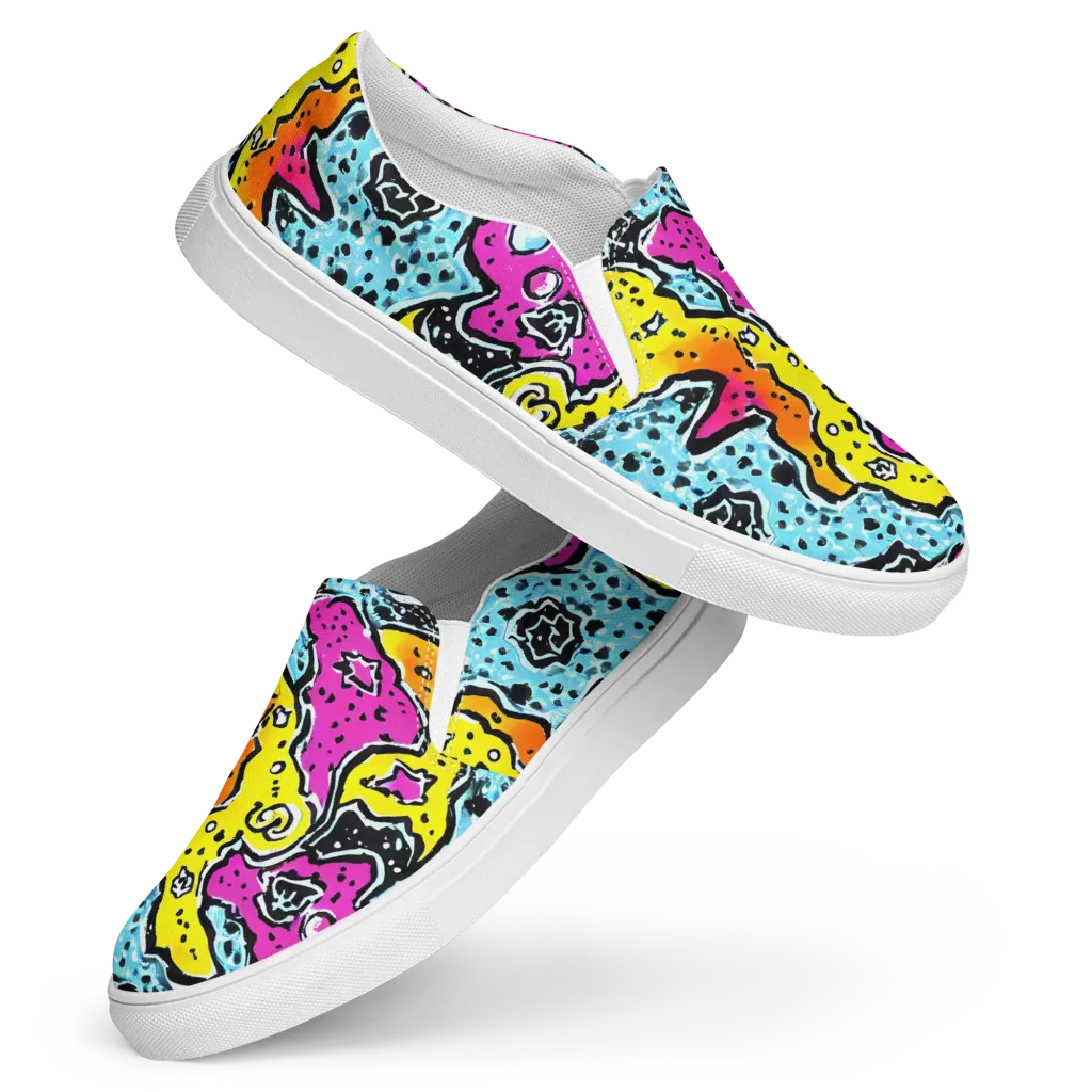 Acid Splash on Women's Slip-On Canvas Shoes — Front