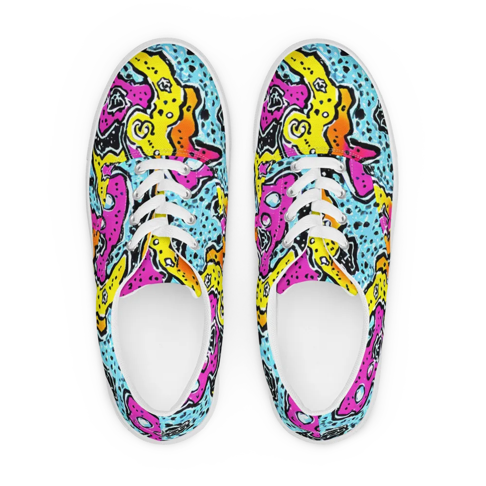 Acid Splash on Men's Lace-Up Canvas Shoes — Front
