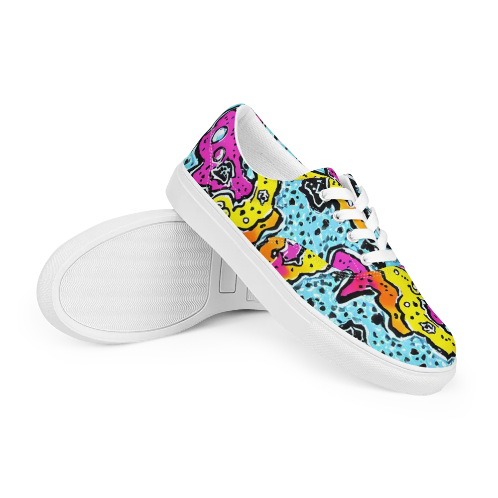 Acid Splash on Men's Lace-Up Canvas Shoes — Right Front