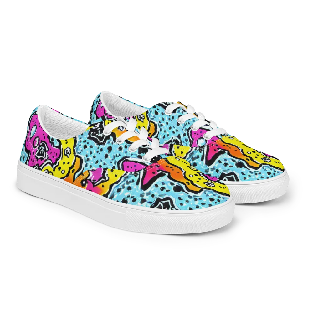 Acid Splash on Men's Lace-Up Canvas Shoes — Right Front