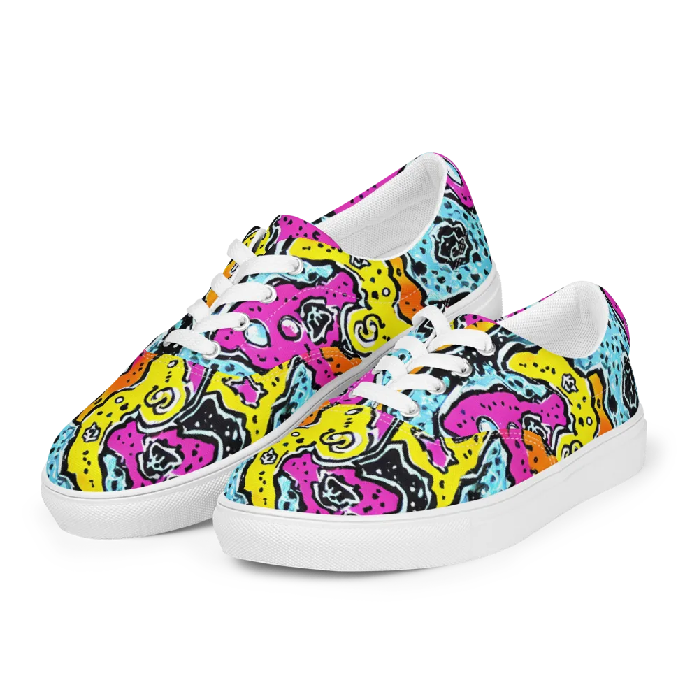 Acid Splash on Men's Lace-Up Canvas Shoes — Left Front