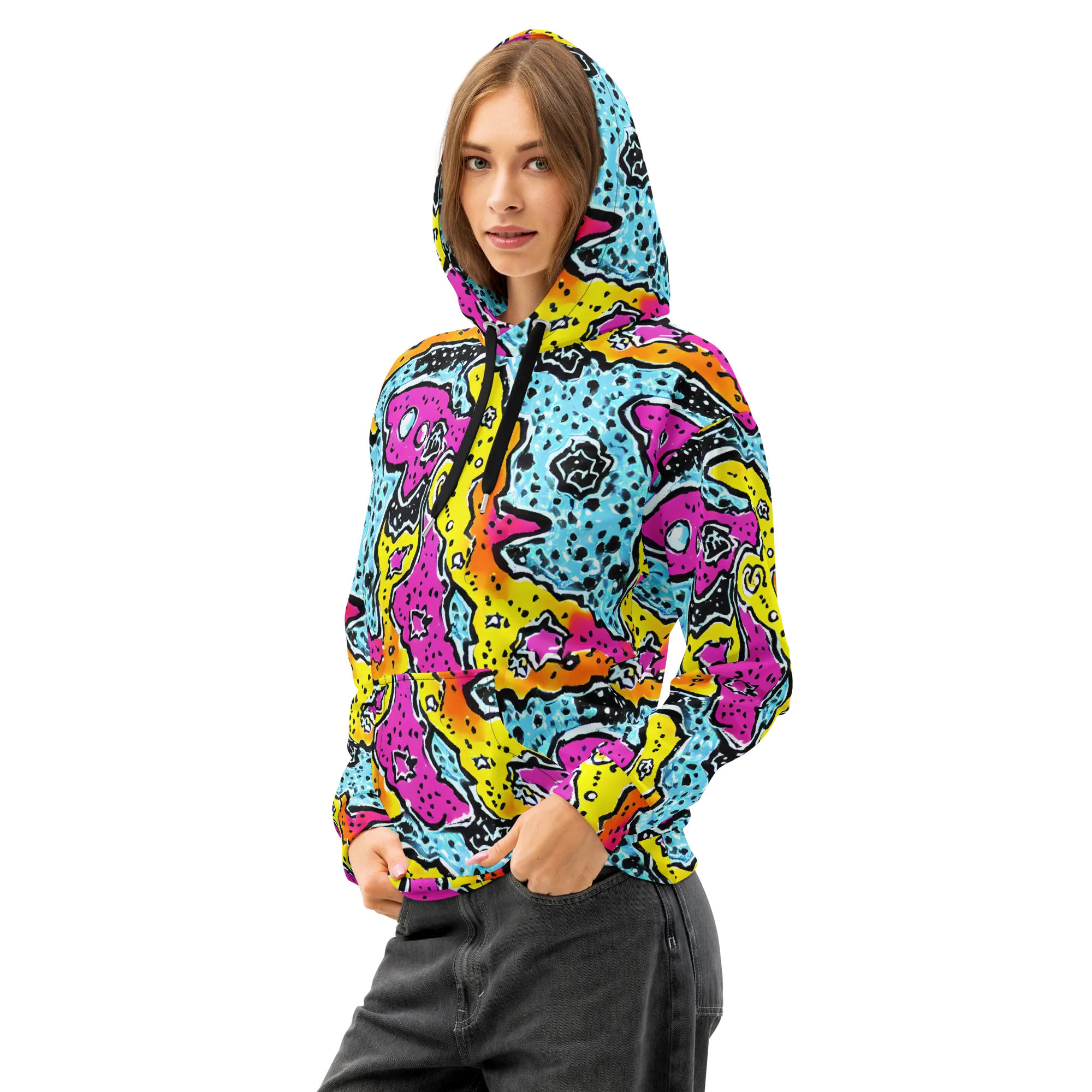 Acid Splash on Cotton Hoodie — Left Front