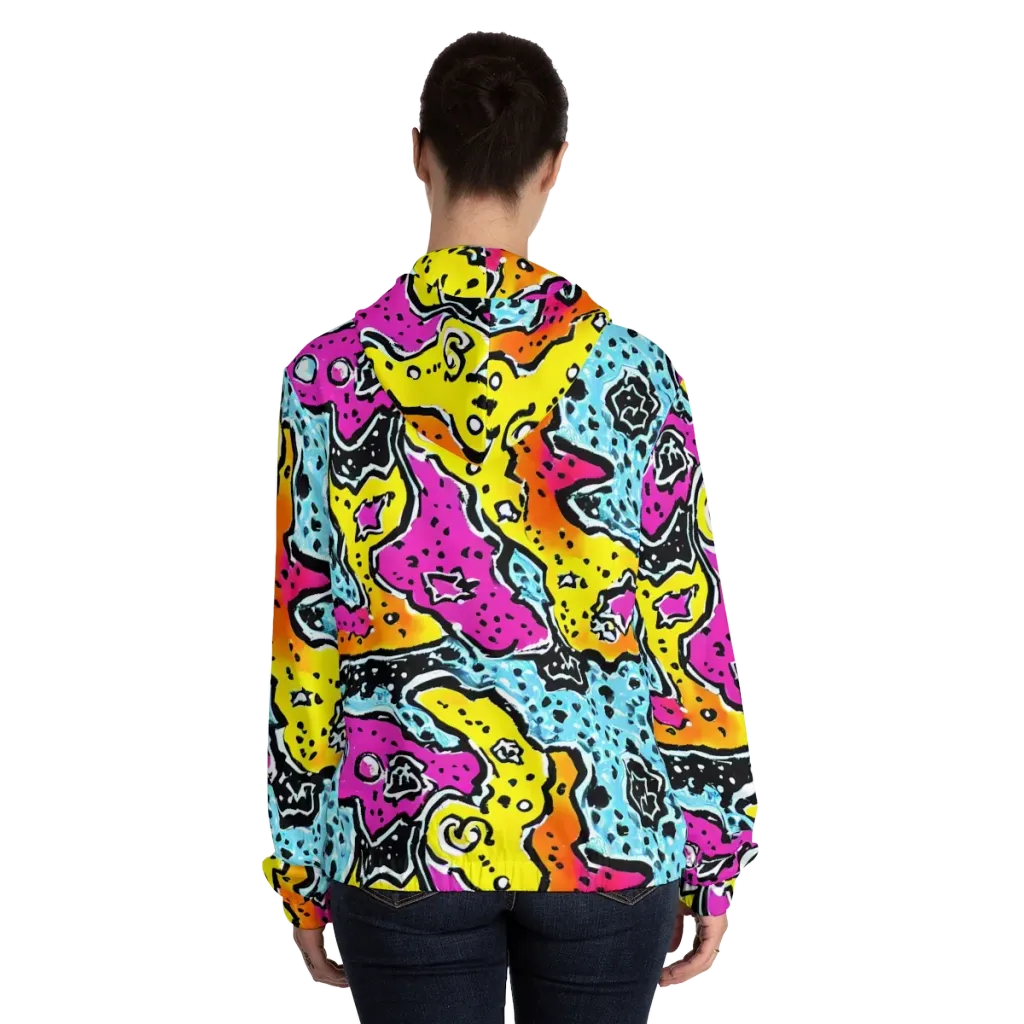 Acid Splash on Women's Full-Zip Hoodie — Back On Person