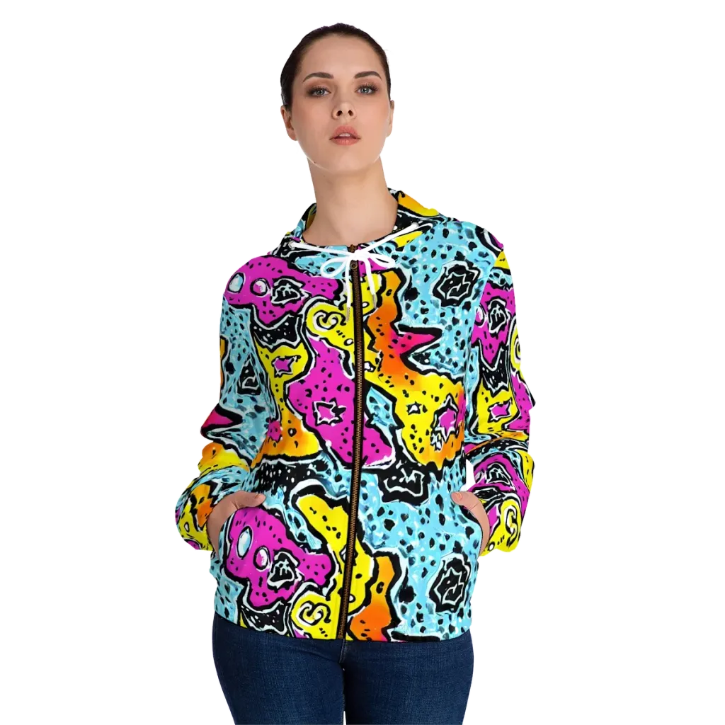 Acid Splash on Women's Full-Zip Hoodie — Front On Person