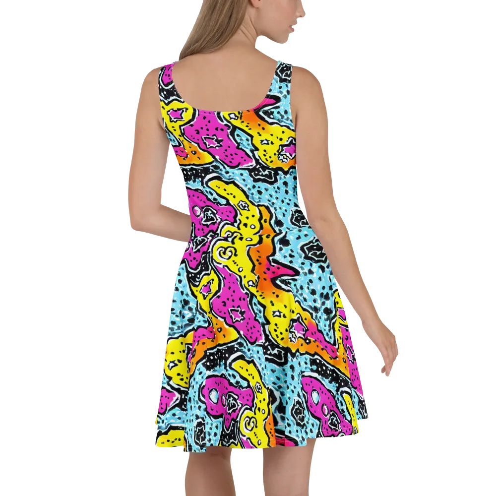Acid Splash on Skater Dress — Back