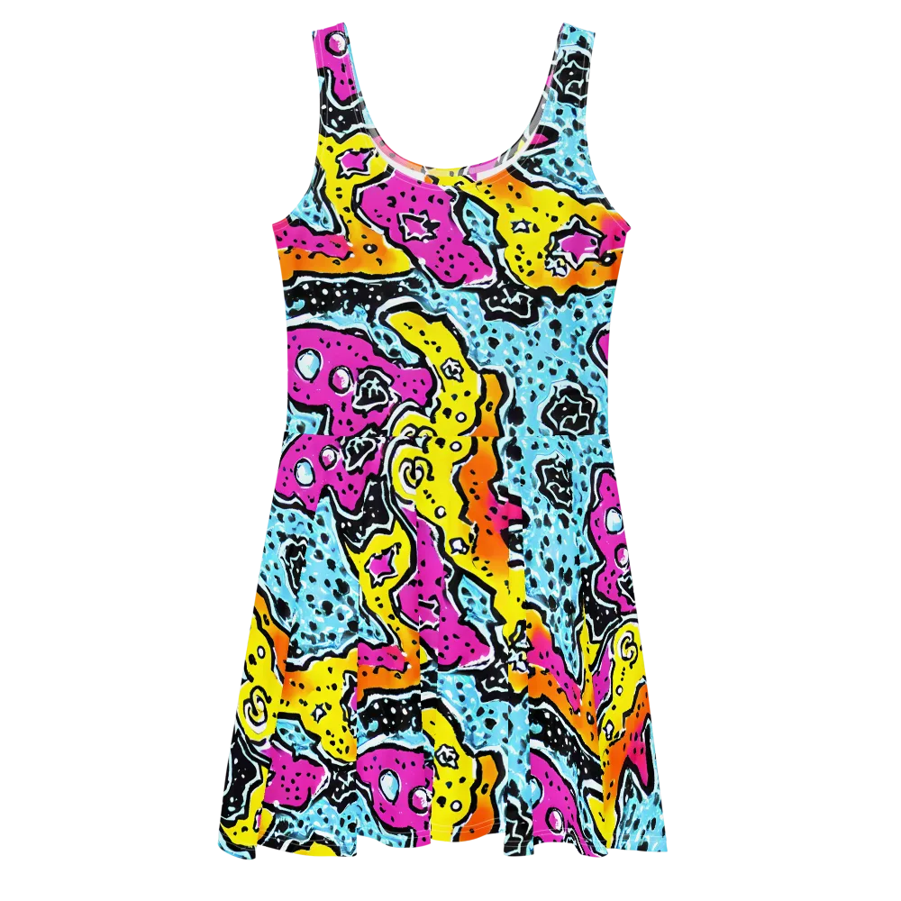 Acid Splash on Skater Dress — Front