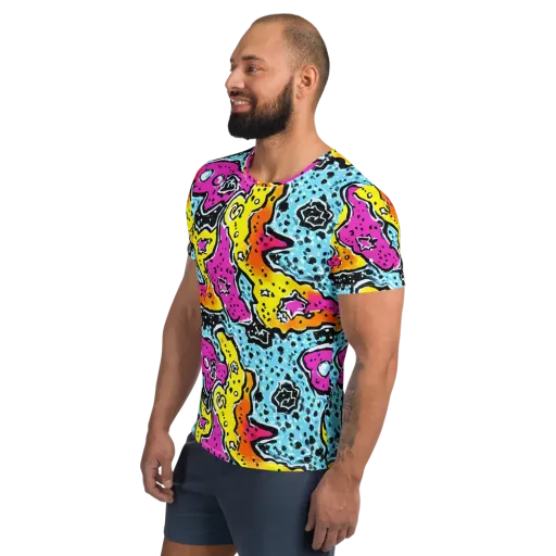 Acid Splash on a Men's Athletic T-Shirt