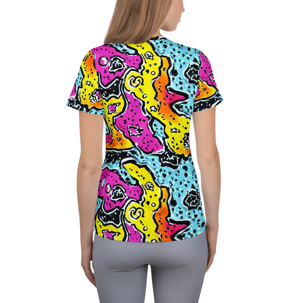 Acid Splash on Women's Athletic T-Shirt — Back