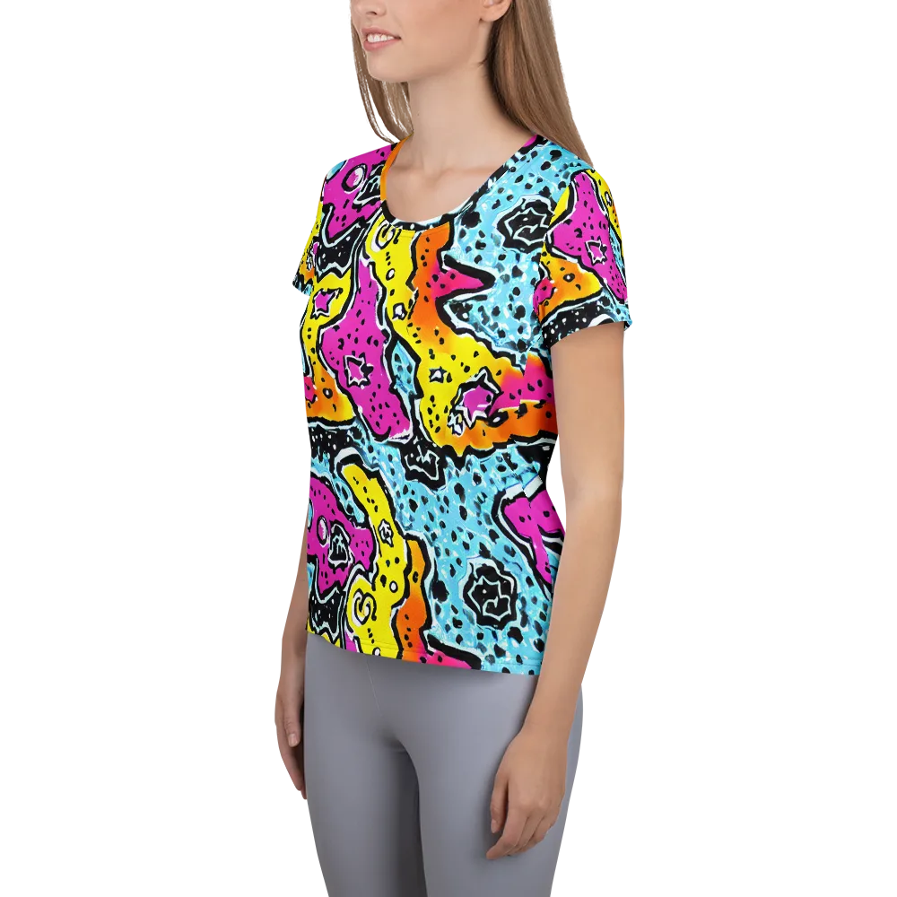 Acid Splash on Women's Athletic T-Shirt — Left