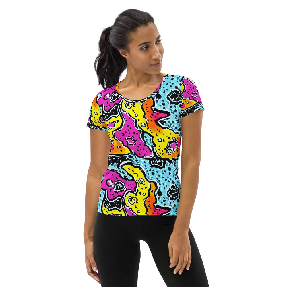 Acid Splash on Women's Athletic T-Shirt — Front
