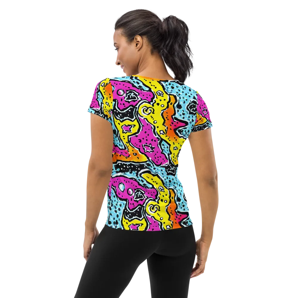 Acid Splash on Women's Athletic T-Shirt — Back