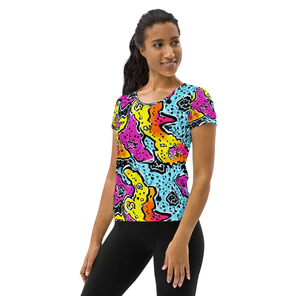Acid Splash on Women's Athletic T-Shirt — Left