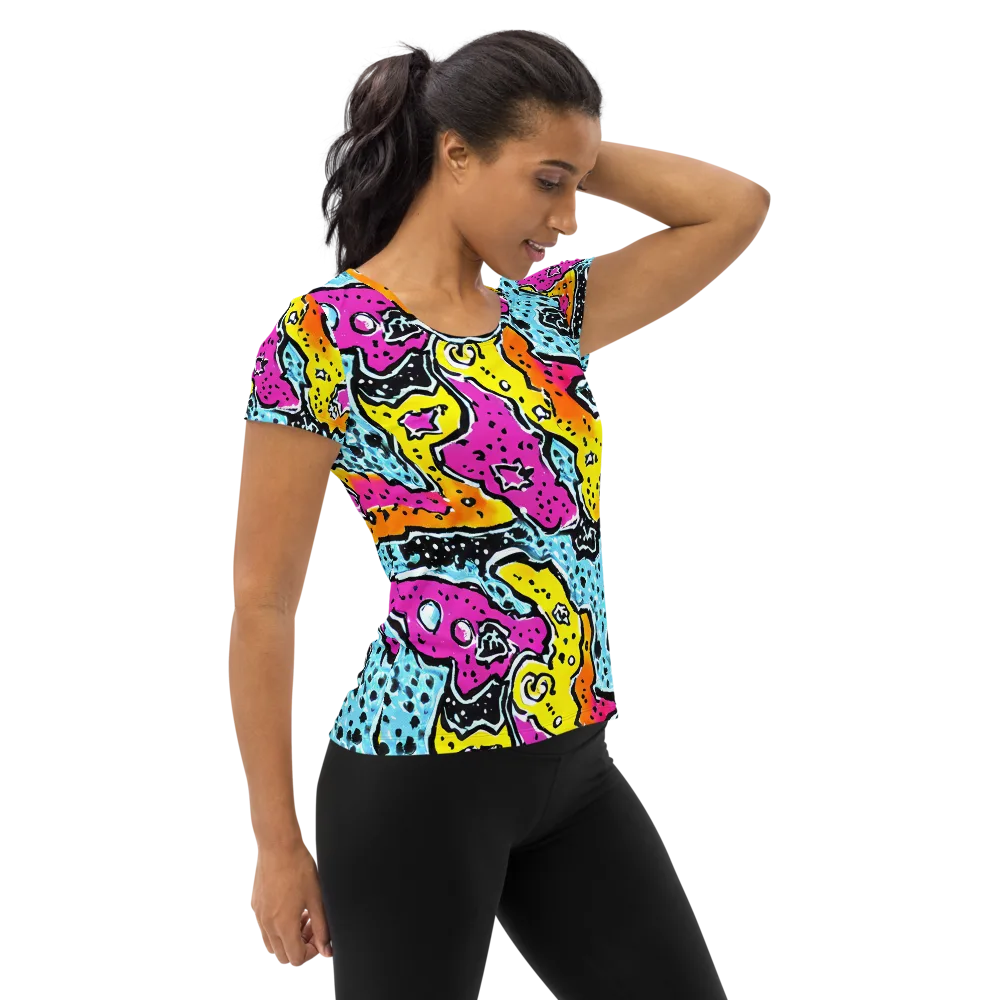 Acid Splash on Women's Athletic T-Shirt — Right