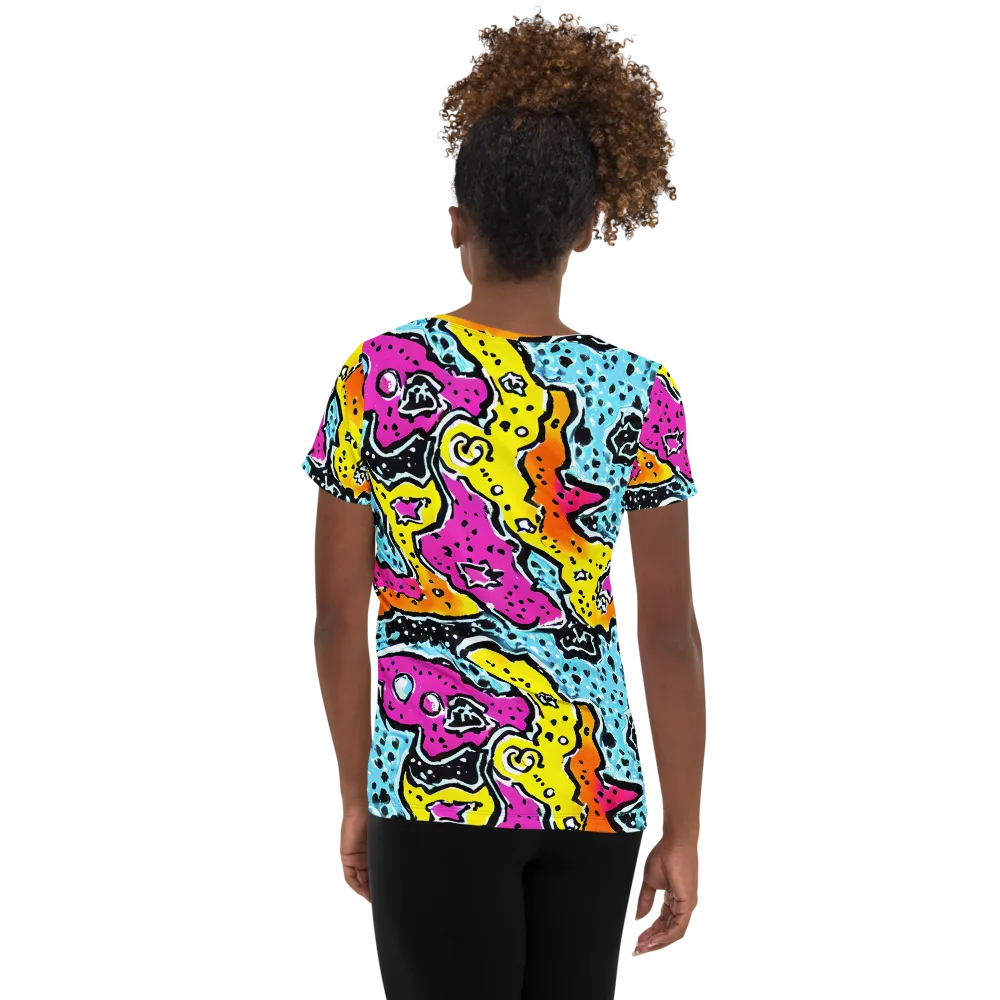 Acid Splash on Women's Athletic T-Shirt — Back