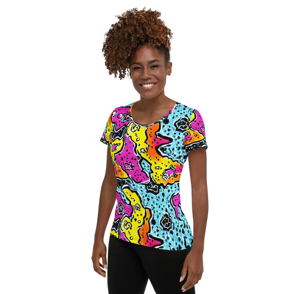 Acid Splash on Women's Athletic T-Shirt — Left